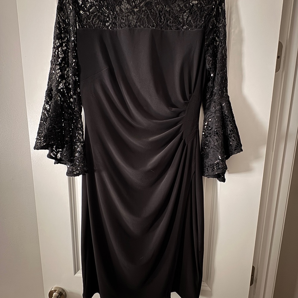 Ralph Lauren Black Lace 3/4 Sleeve Midi Dress BNWT
